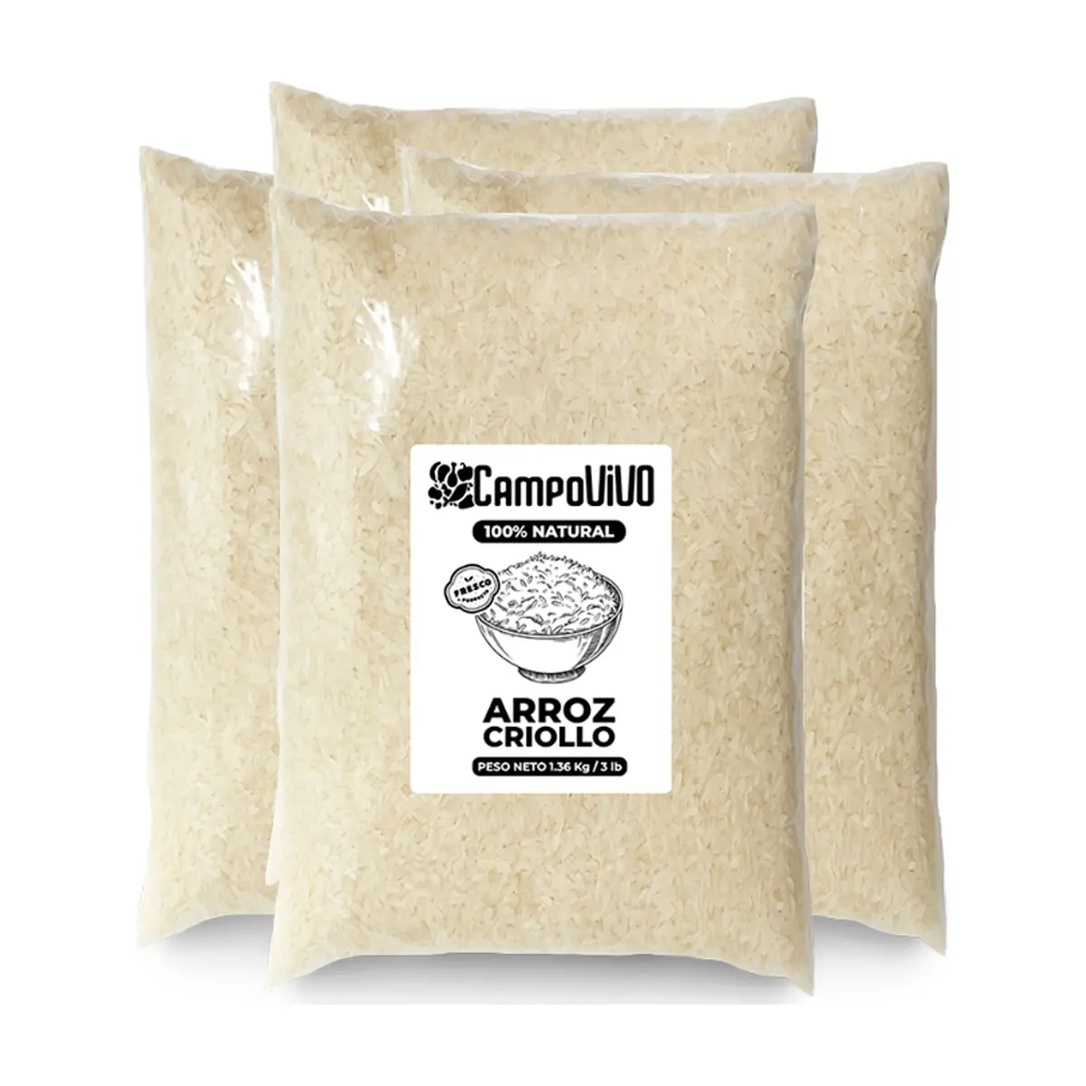 Arroz criollo Campo Vivo (4 x 1.36 kg / 3 lb)