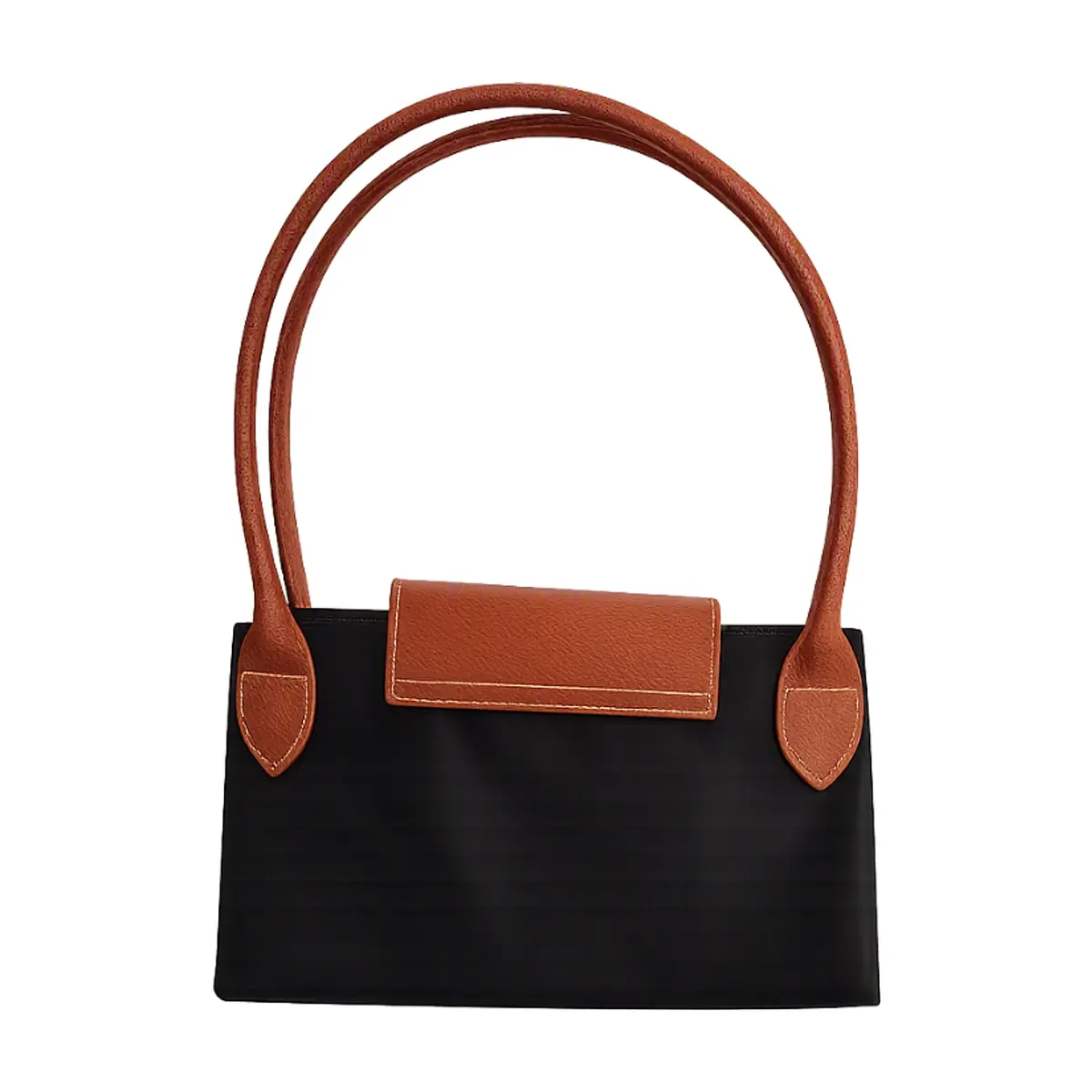 Bolso de nailon negro plegable con detalles camel y asas extraíbles Isabella - Thumbnail 3