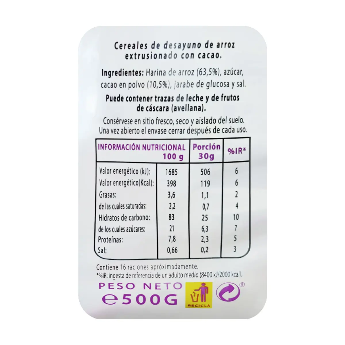Cereal de arroz inflado Choco Aldaketa (500 g / 1.1 lb) - Miniatura 3