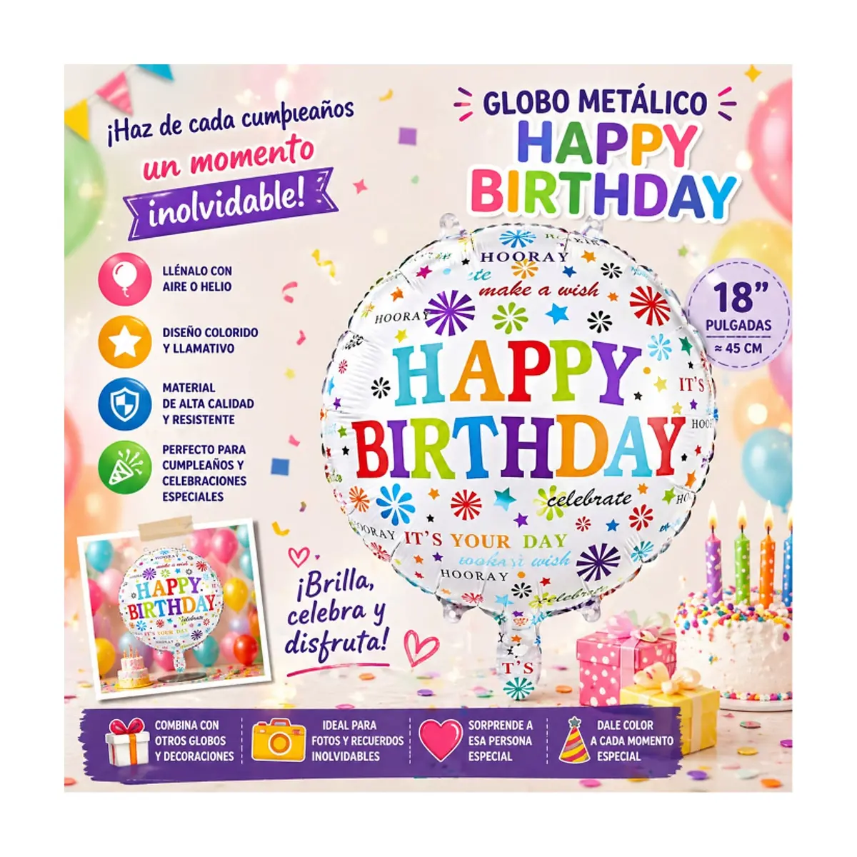 Globo Happy Birthday 18" Balloon - Thumbnail 3