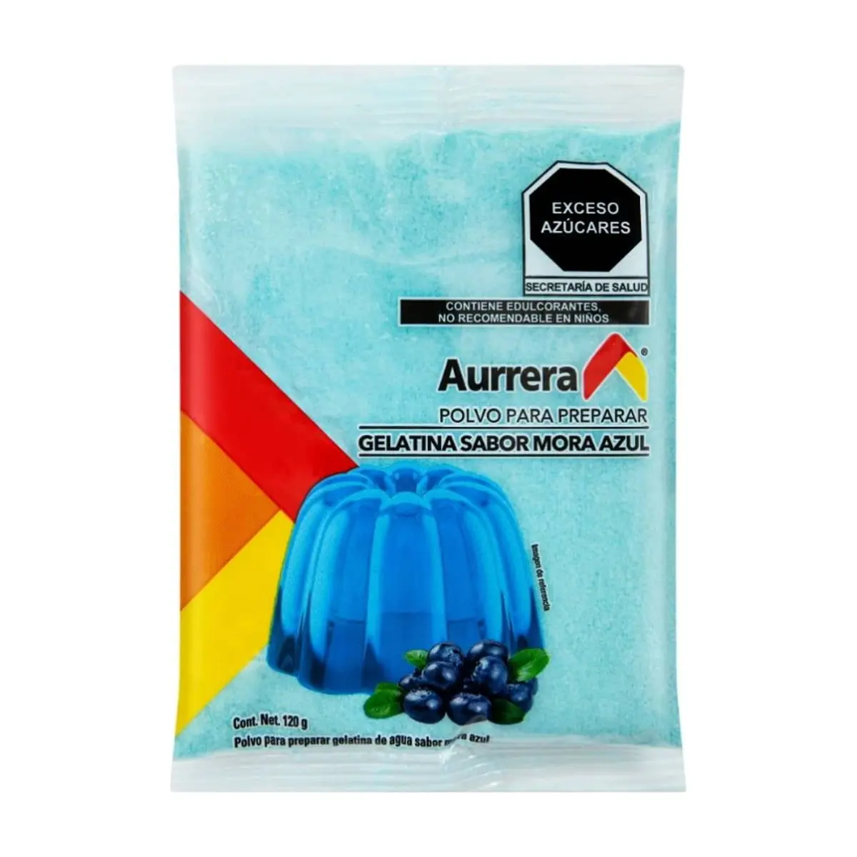 Polvo para preparar gelatina sabor mora azul Aurrera (120 g / 4.23 oz) - Thumbnail 3