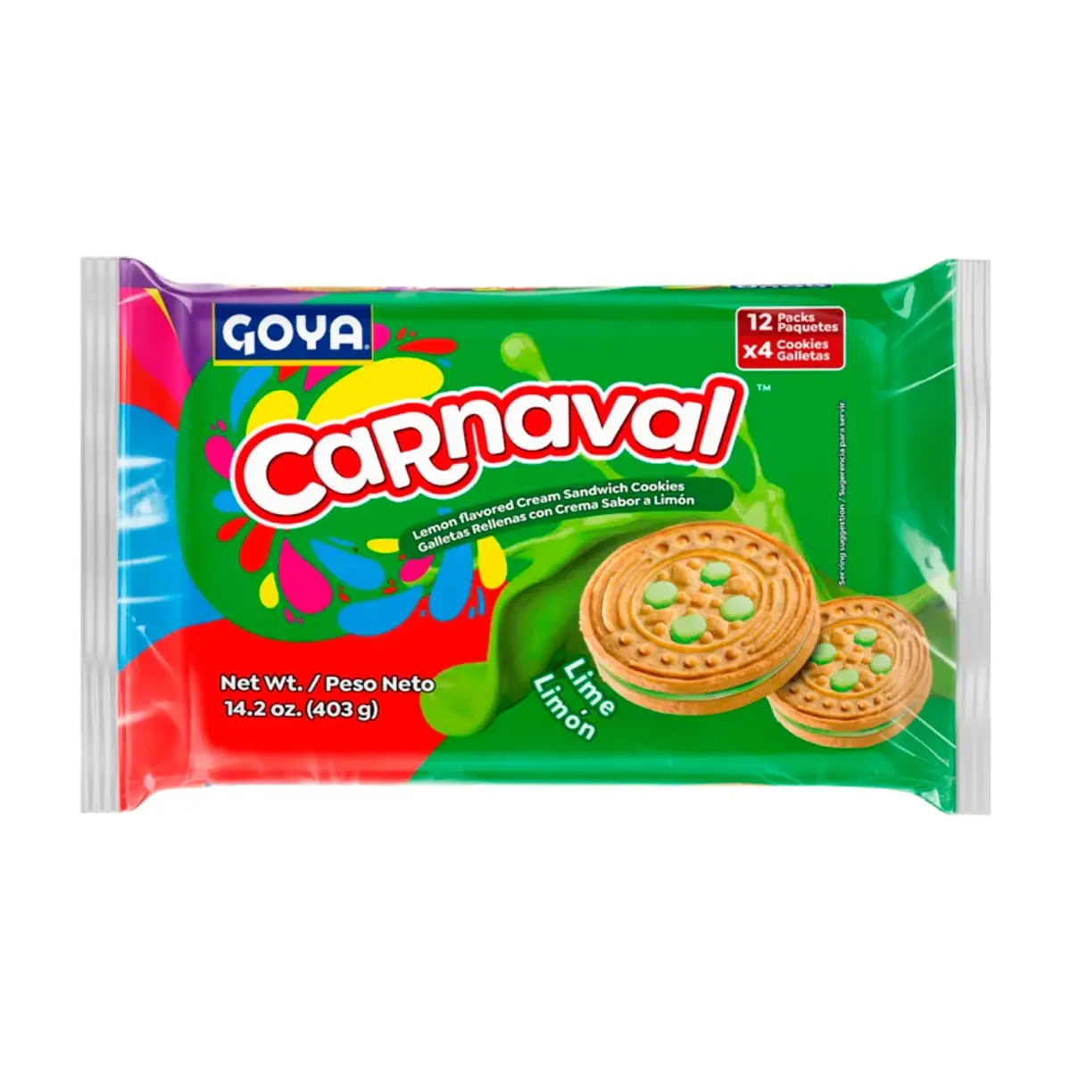 Galletas rellenas con crema sabor a limón Carnaval Goya (403 g / 14.2 oz)