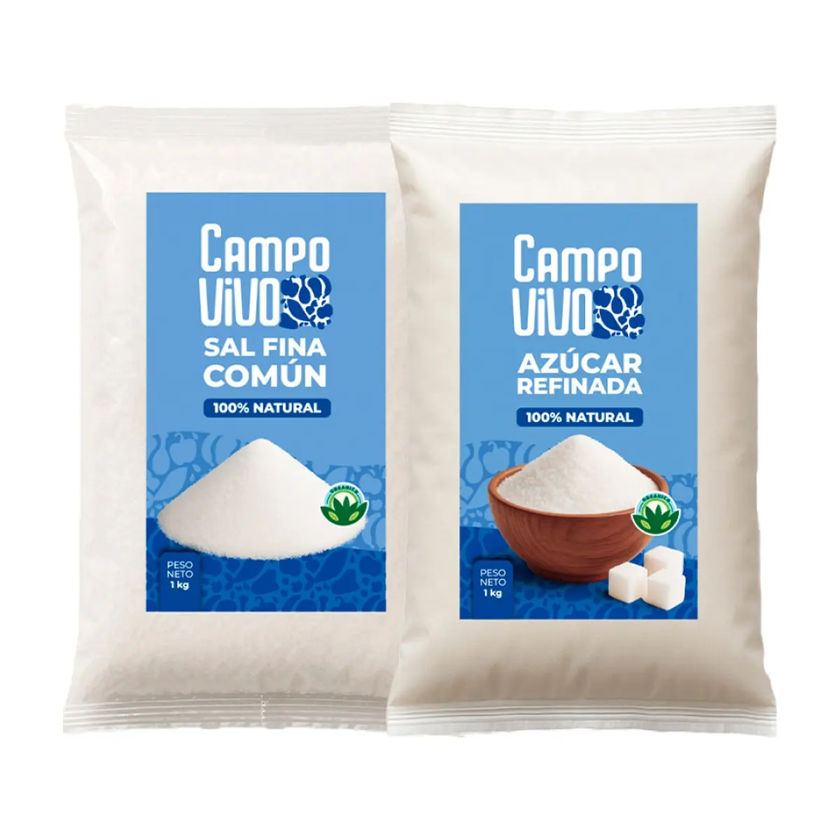 Combo dulce y salado Campo Vivo #1: Sal fina común + Azúcar blanca refinada - Imagen 1