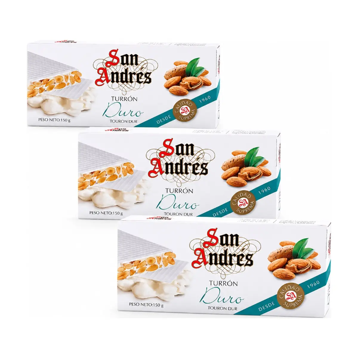 Combo: Turrón duro de almendras San Andrés ( 3 X 150 g / 5.29 oz)