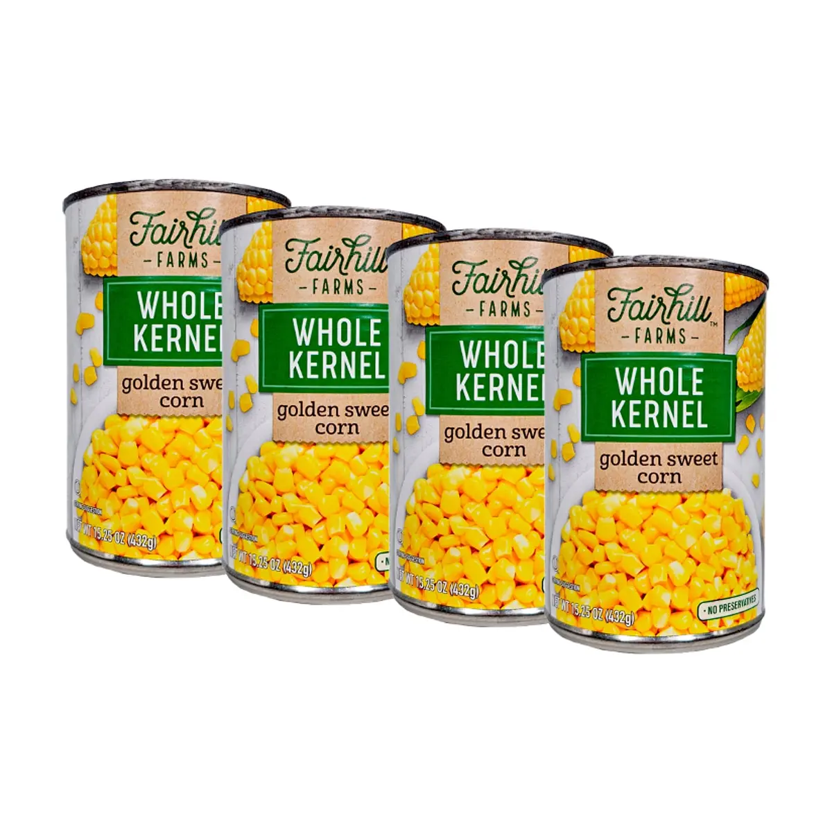 Maíz dulce dorado de grano entero Fairhill Farms (4 x 432 g / 15.25 oz)