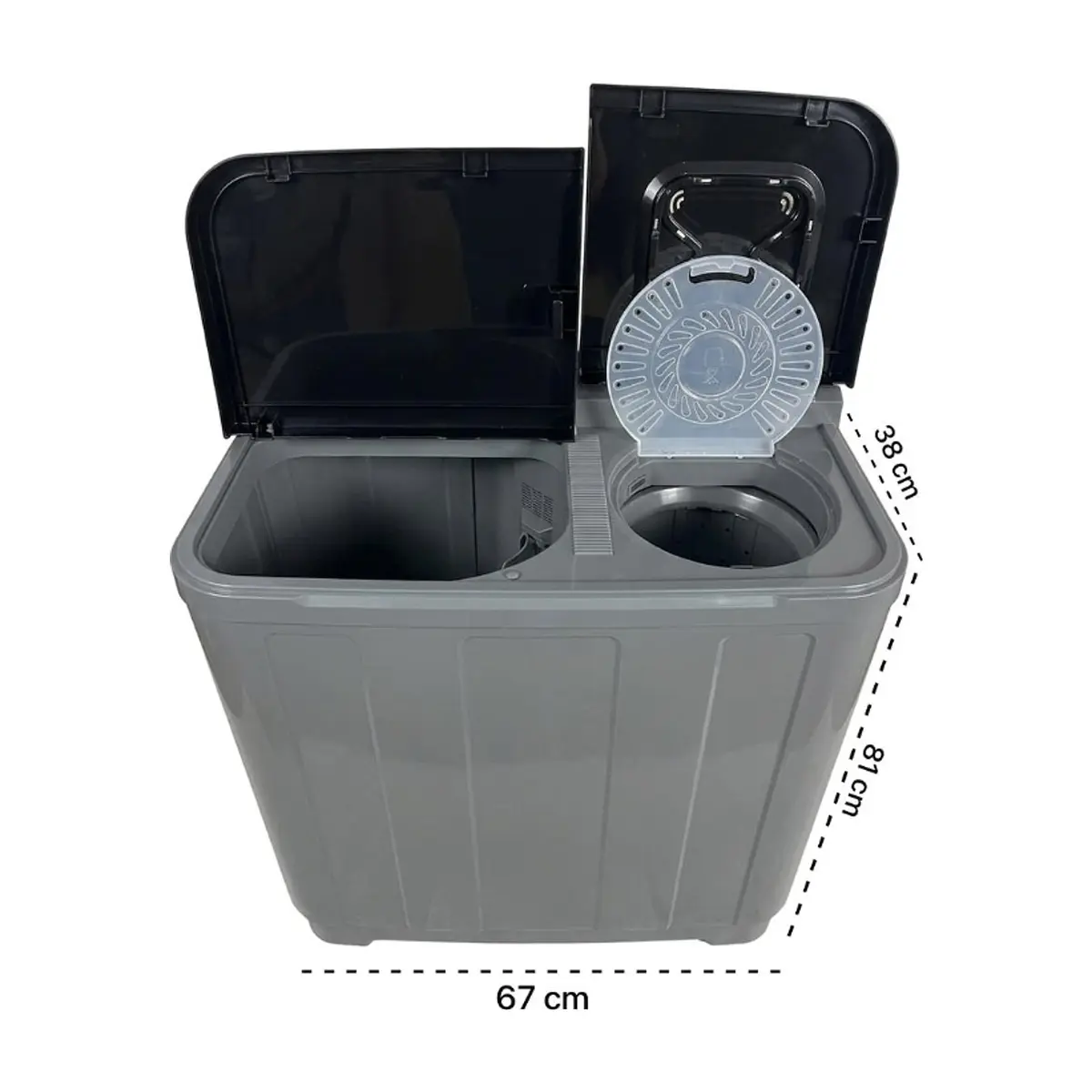 Lavadora semiautomática de doble tina 7 kg color negro Milexus ML-WM-7KGS - Thumbnail 2