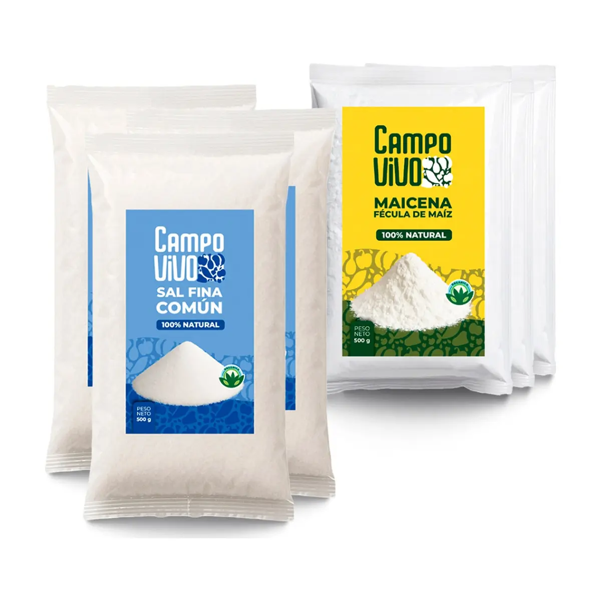 Combo de grano y sazón Campo Vivo #7: Sal fina común + Maicena