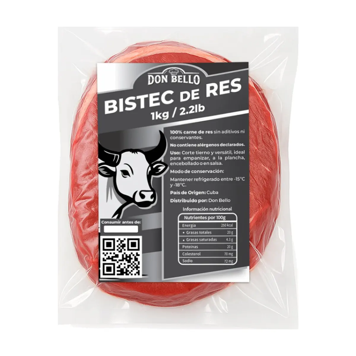 Bistec de res Don Bello (1 kg / 2.2 lb)