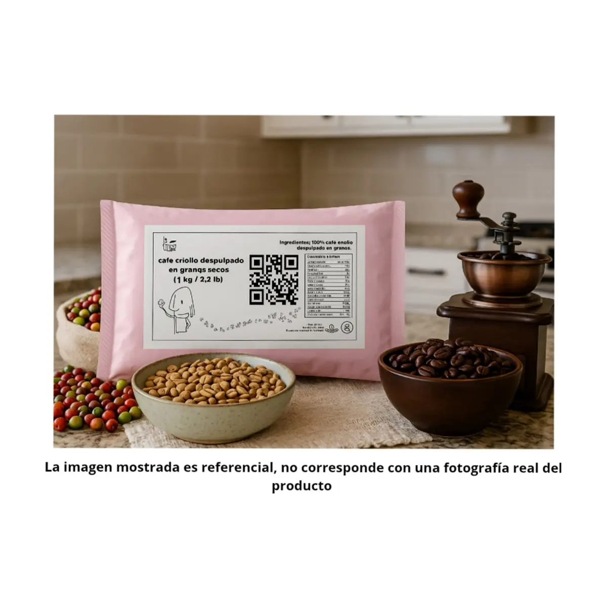 Café criollo despulpado en granos secos La Finca (1 kg / 2.2 lb) - Thumbnail 3