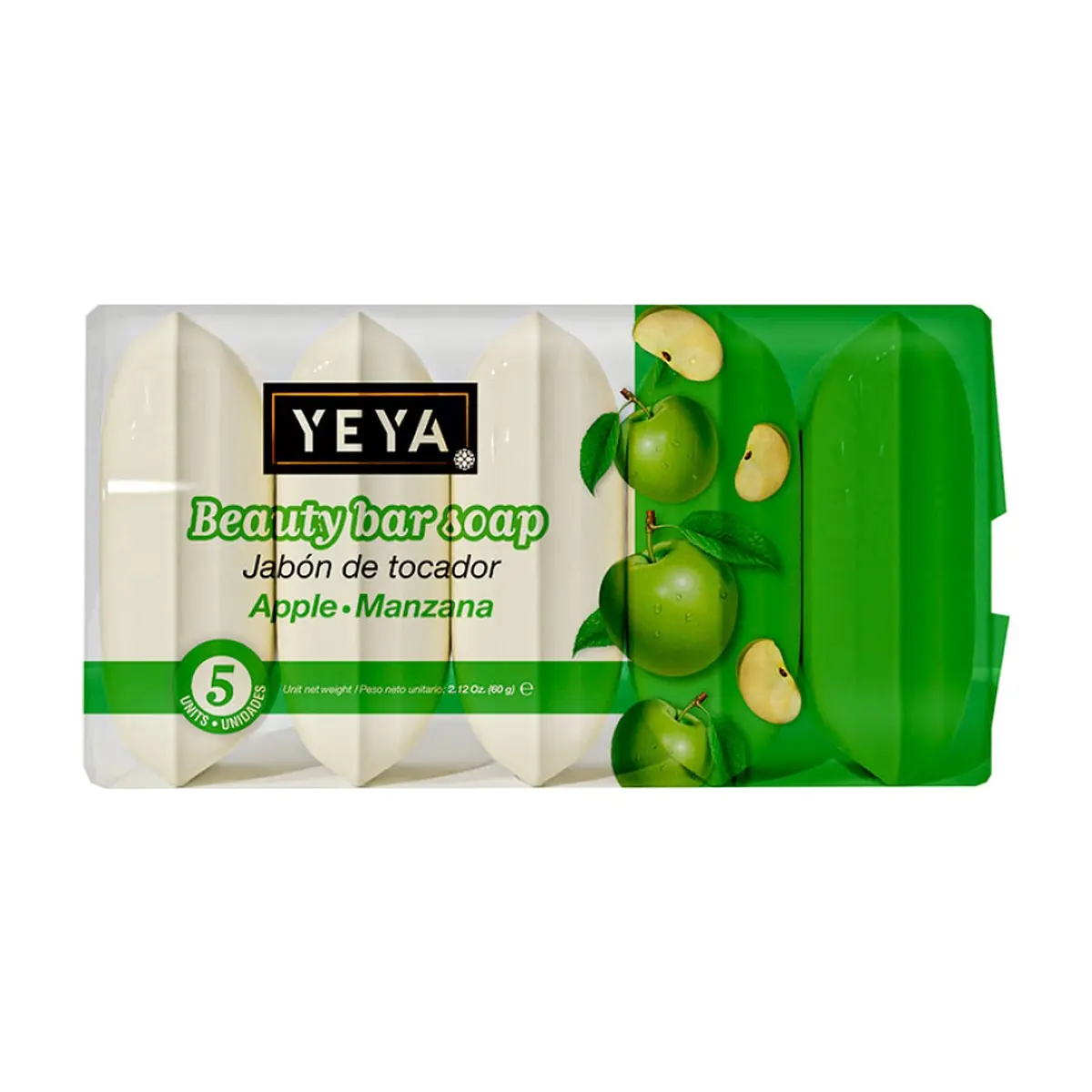 Jabón de tocador de manzana YEYA (5 x 60 g / 2.12 oz) - Imagen 1