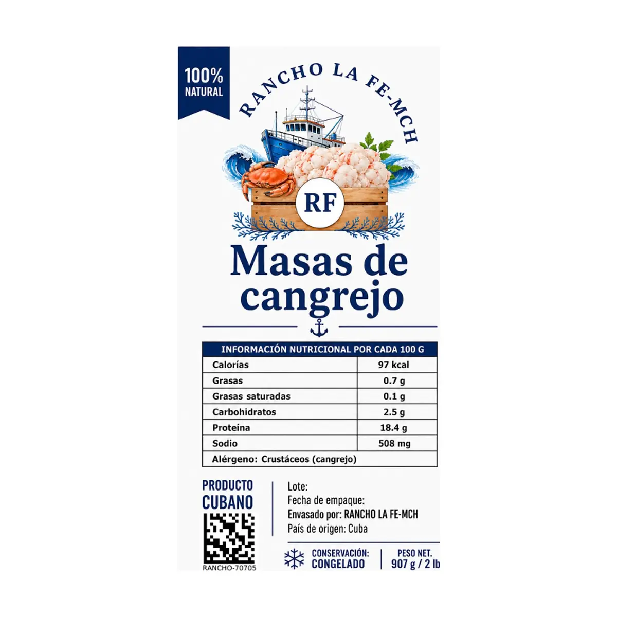 Masas de cangrejo Rancho la Fe-MCH (454 g / 1 lb) - Thumbnail 2
