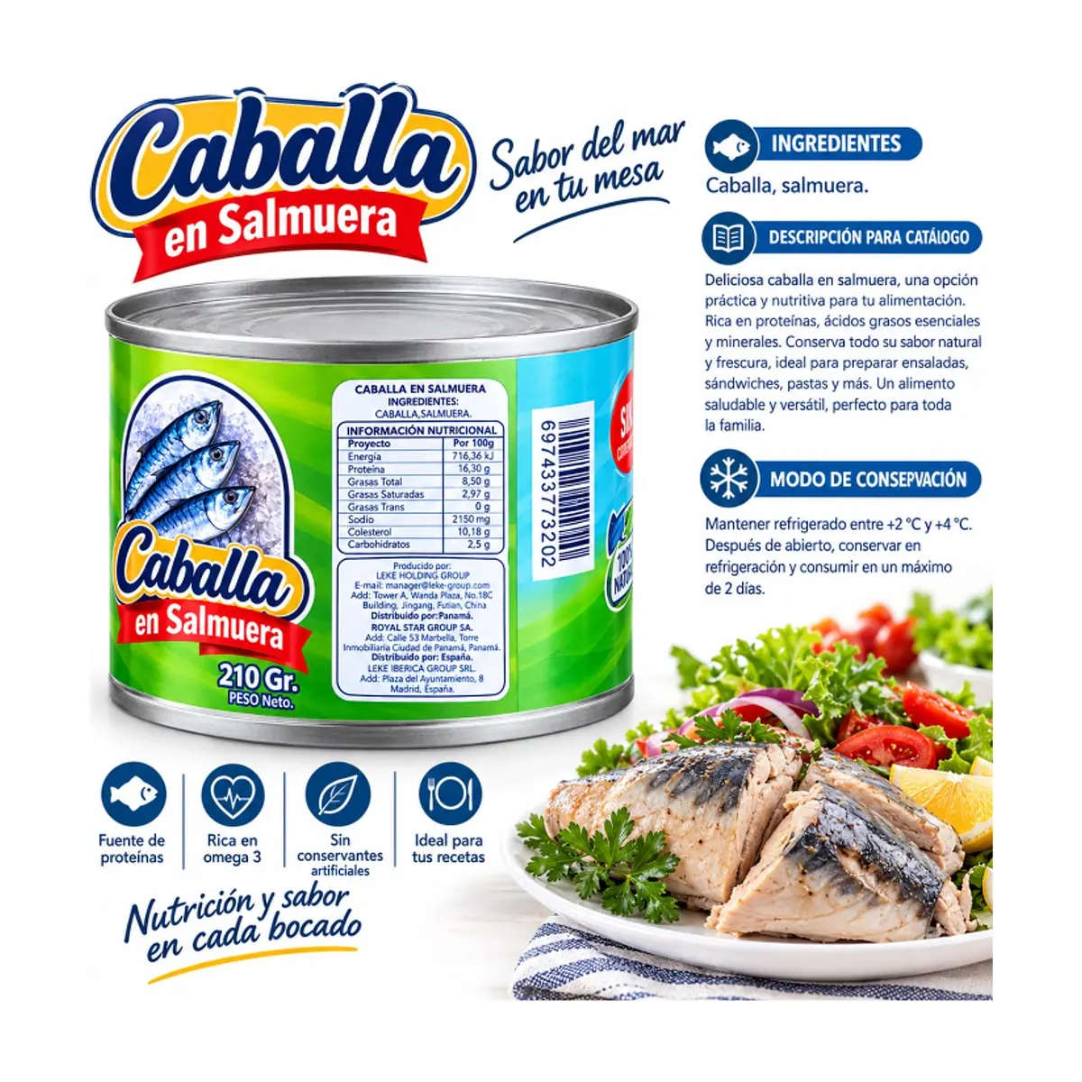 Caballa en salmuera Sabrosísimo (210 g / 7.41 oz) - Miniatura 3