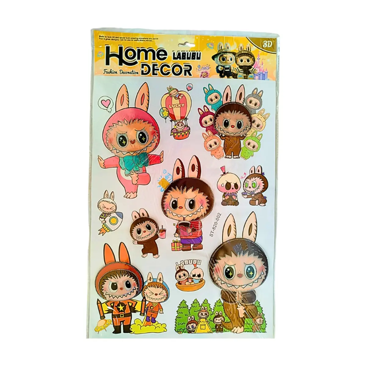 Set de pegatinas en 3D con motivo de Labubu Home Decor - Thumbnail 4