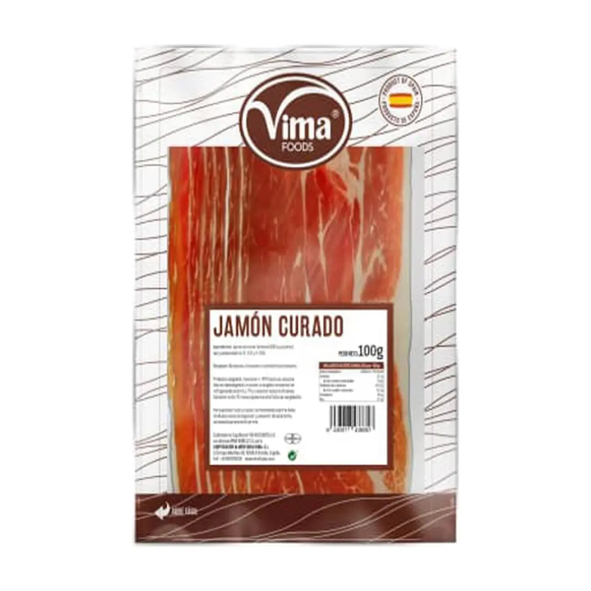 Jamón curado loncheado Vima Foods (100 g / 3.52 oz)