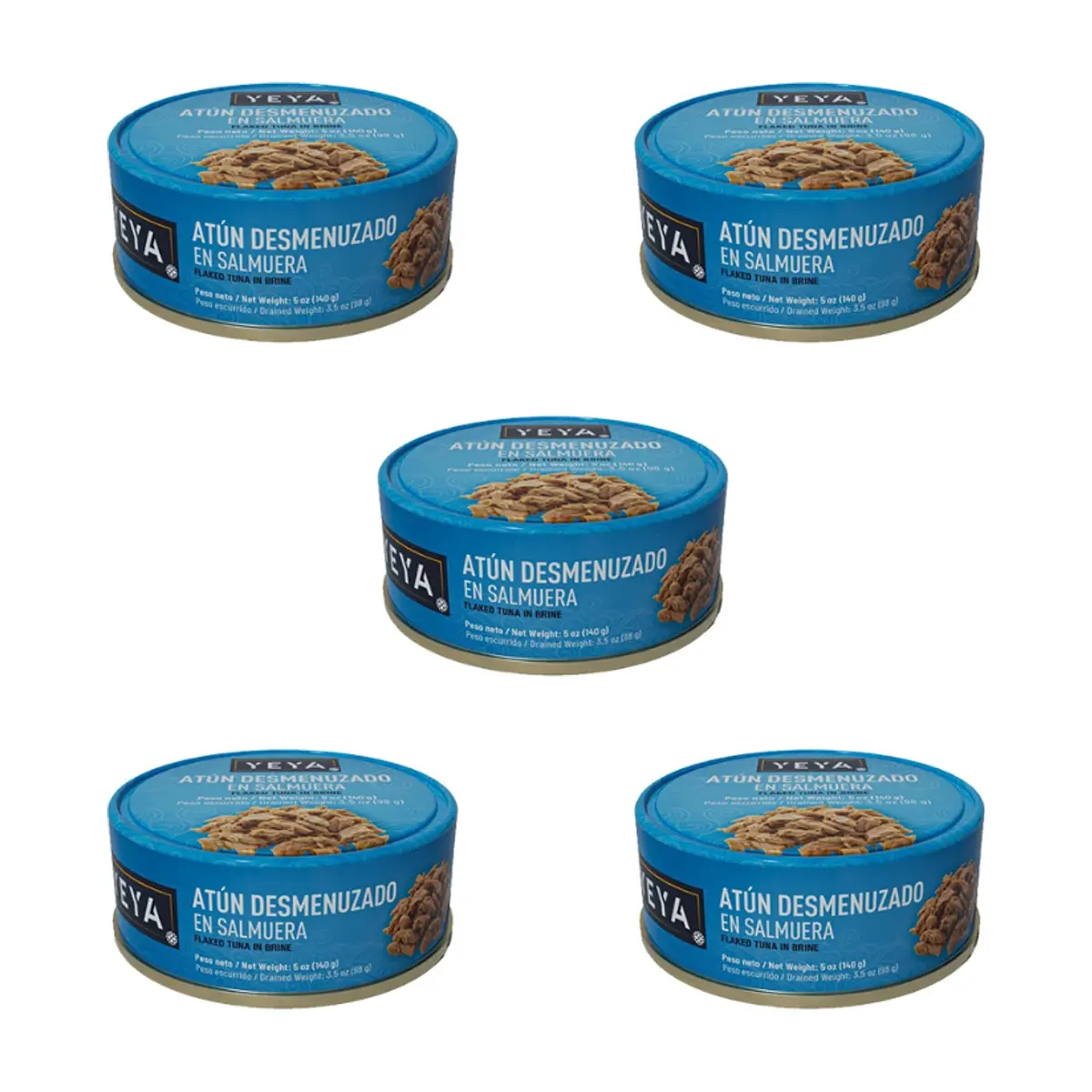 Atún desmenuzado en salmuera YEYA (5 x 140 g / 5 oz)