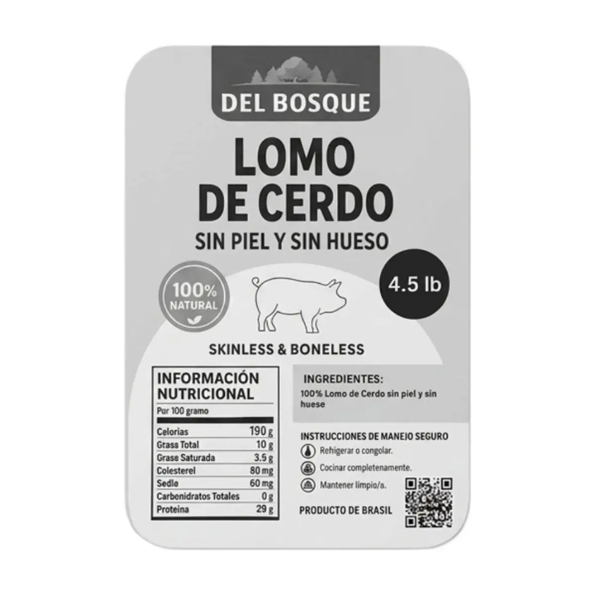 Lomo de cerdo sin piel y sin hueso Del Bosque (2.05 kg / 4.5 lb) - Thumbnail 5