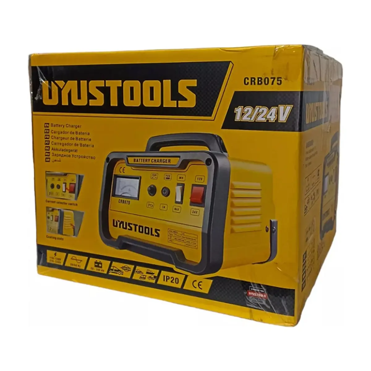 Cargador portátil de batería para motos y carros 12 V / 9.6 A y 24 V / 7.5 A Uyustools CRB075