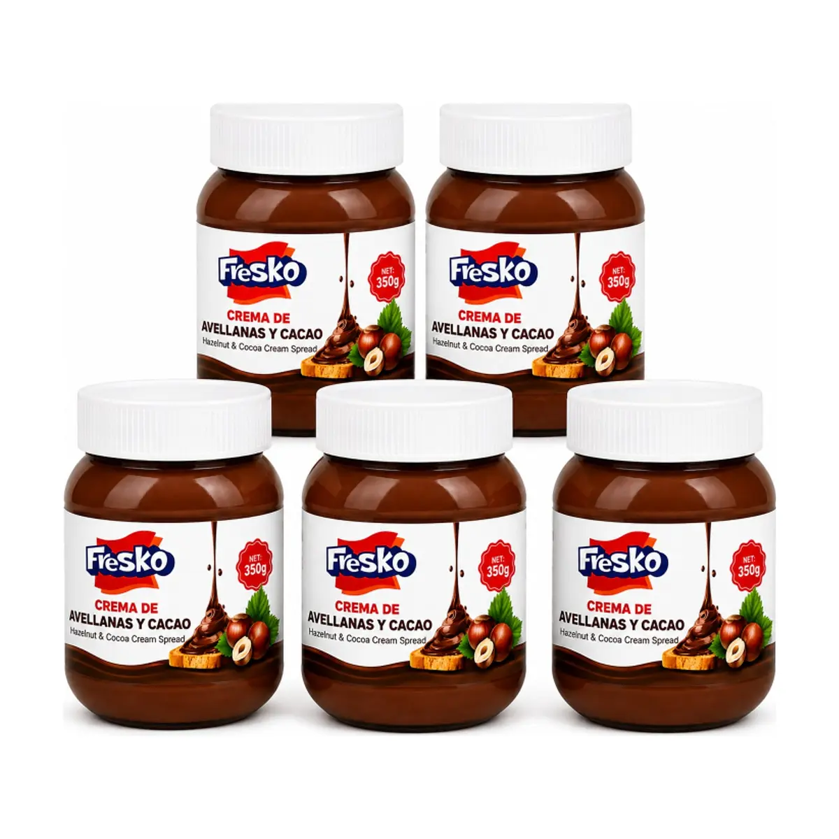 Crema de avellanas y cacao Fresko (5 x 350 g / 12.35 oz)