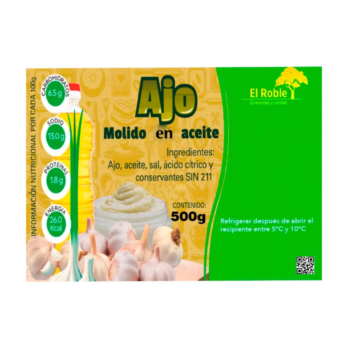 Ajo molido en aceite El Roble (500 g / 1.10 lb) - Miniatura 4