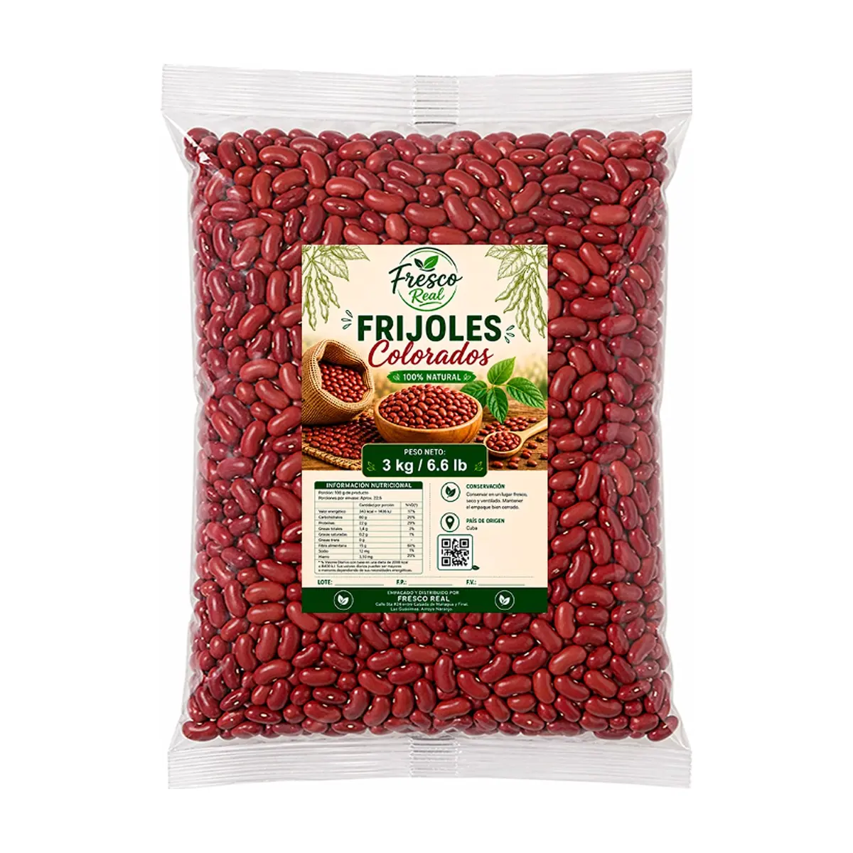 Frijoles colorados Fresco Real (3 kg / 6.6 lb)