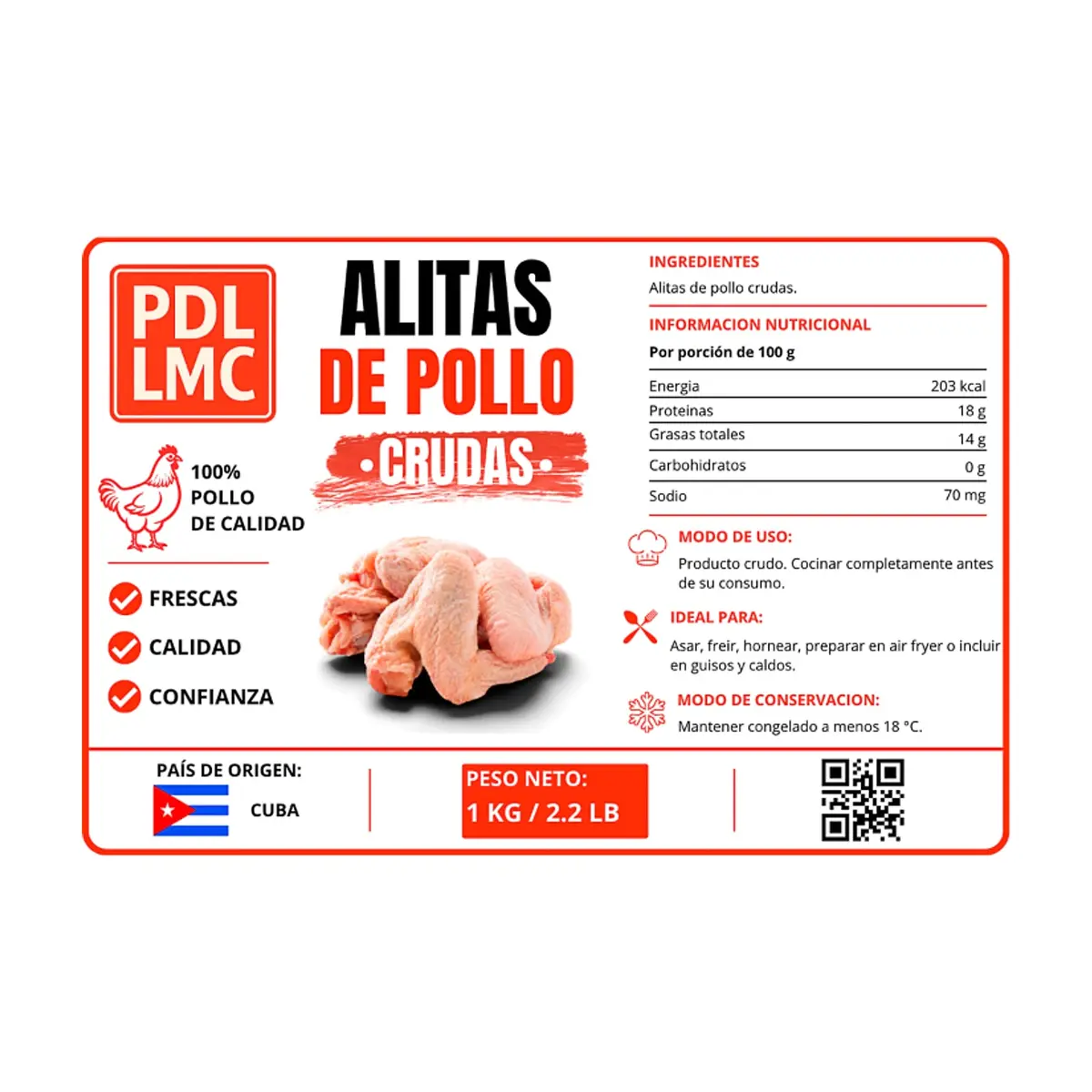 Alitas de pollo crudas PDL LMC (1 kg / 2.2 lb) - Thumbnail 4