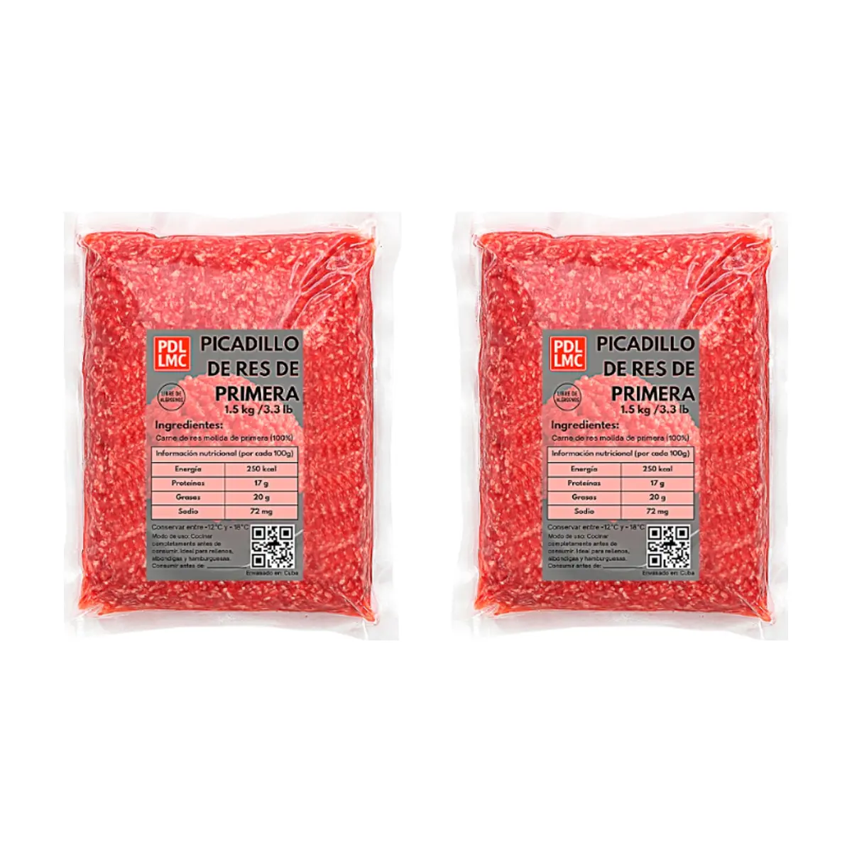 Picadillo de res de primera PDL LMC (2 x 1.5 kg / 3.3 lb)