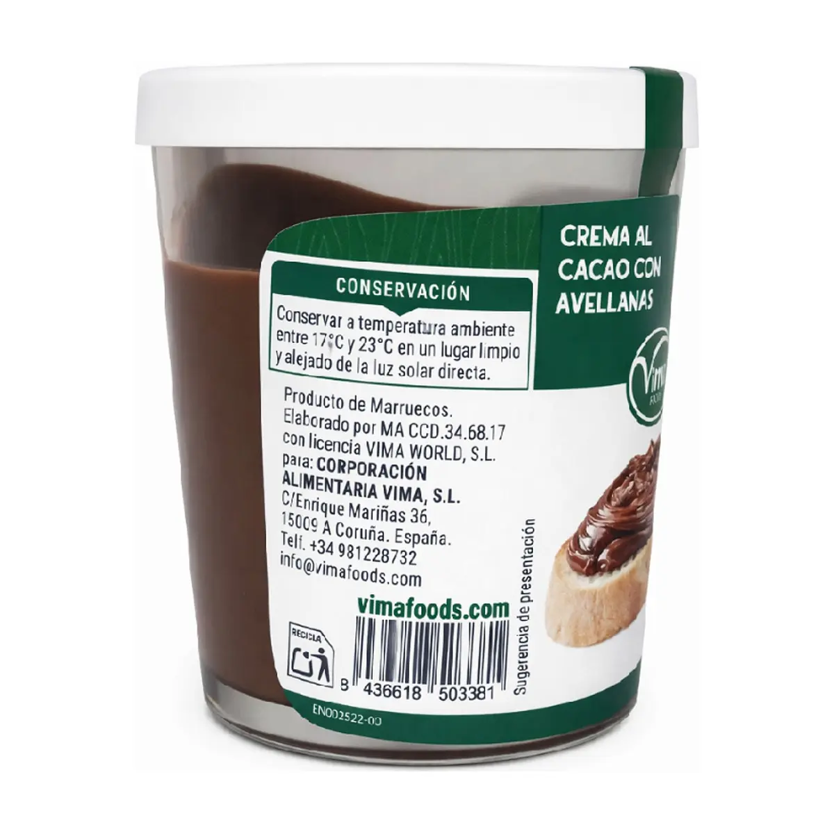 Crema de cacao con avellanas Vima Foods (210 g / 7.41 oz) - Thumbnail 2