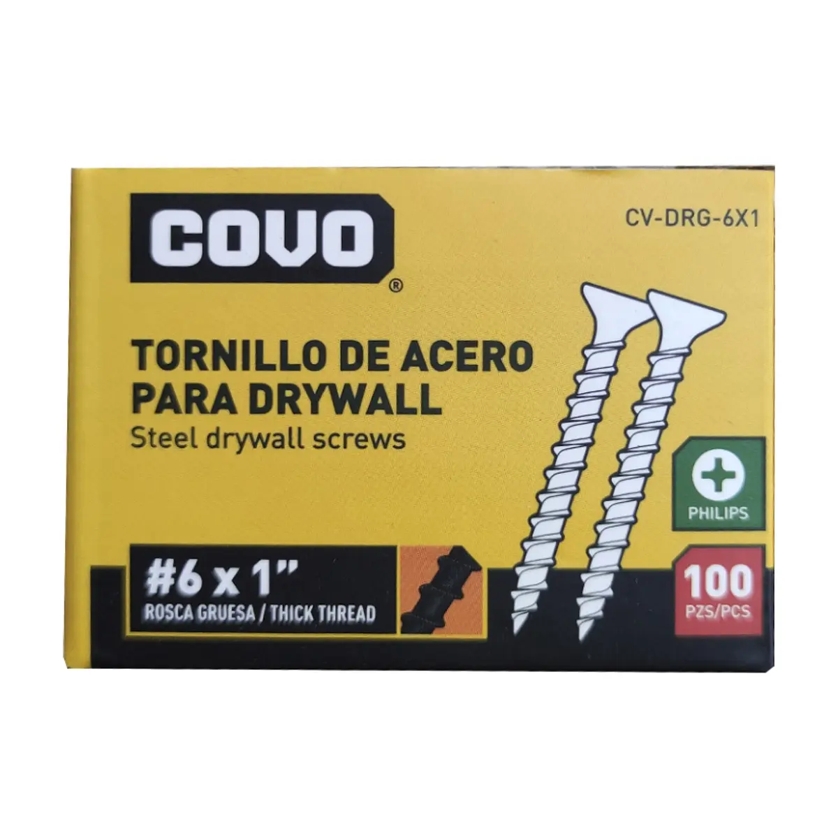 Tornillo de acero para drywall #6 x 1" Covo (100 U) - Thumbnail 3