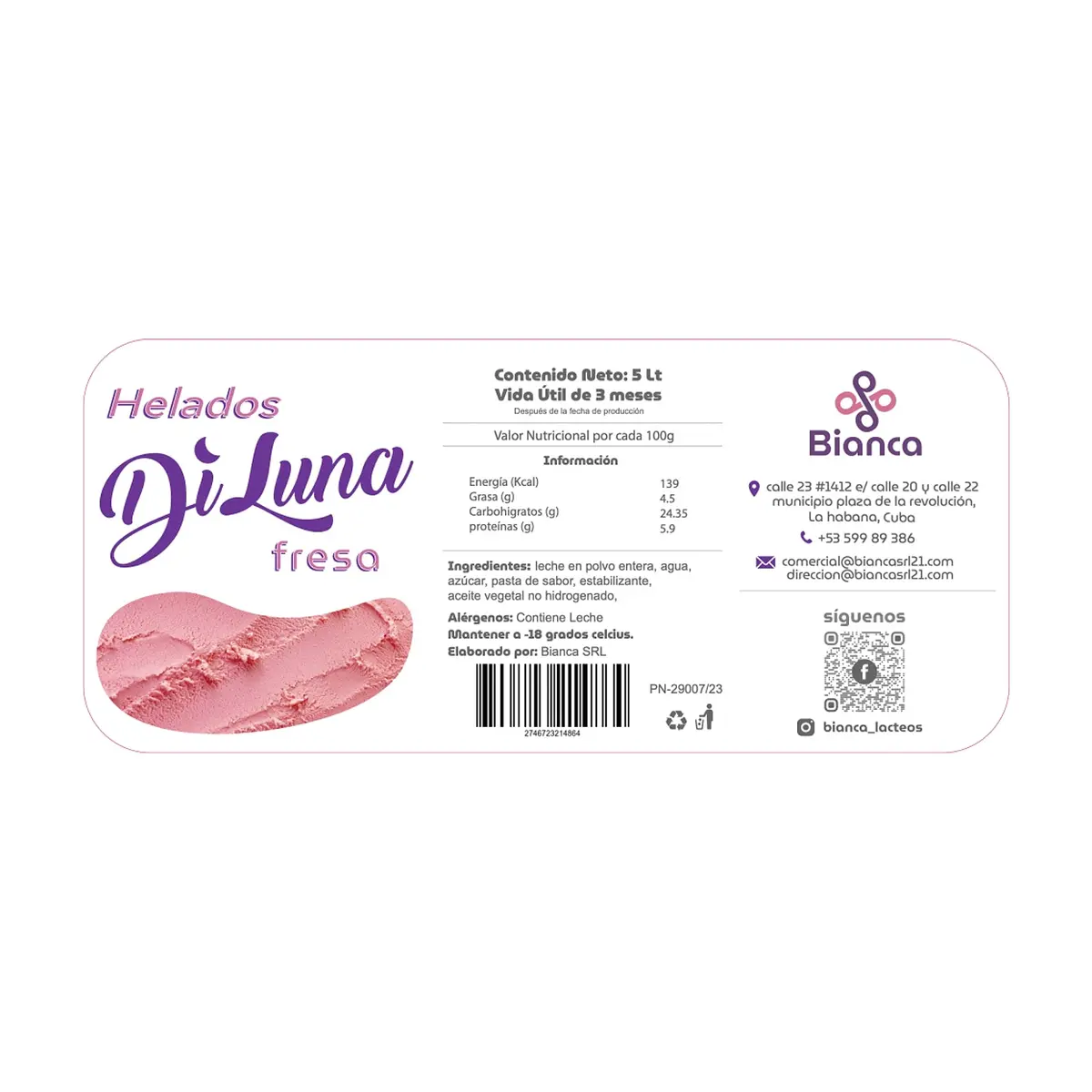 Helado sabor fresa DiLuna (5 L) - Thumbnail 4