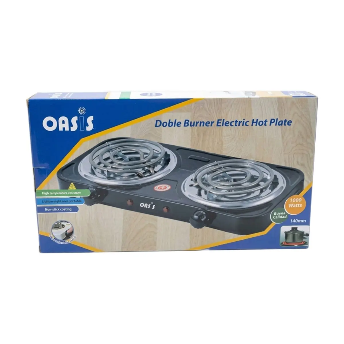 Cocina de hornilla eléctrica doble color negra 2000 w Oasis - Miniatura 3