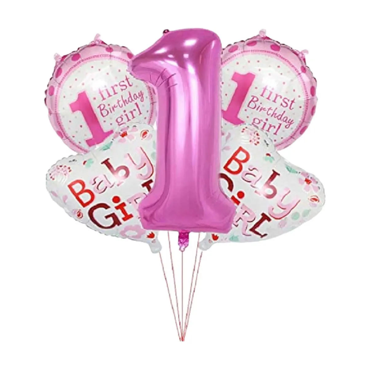 Set de globos de niña para el primer cumpleaños (5 U) - Thumbnail 3