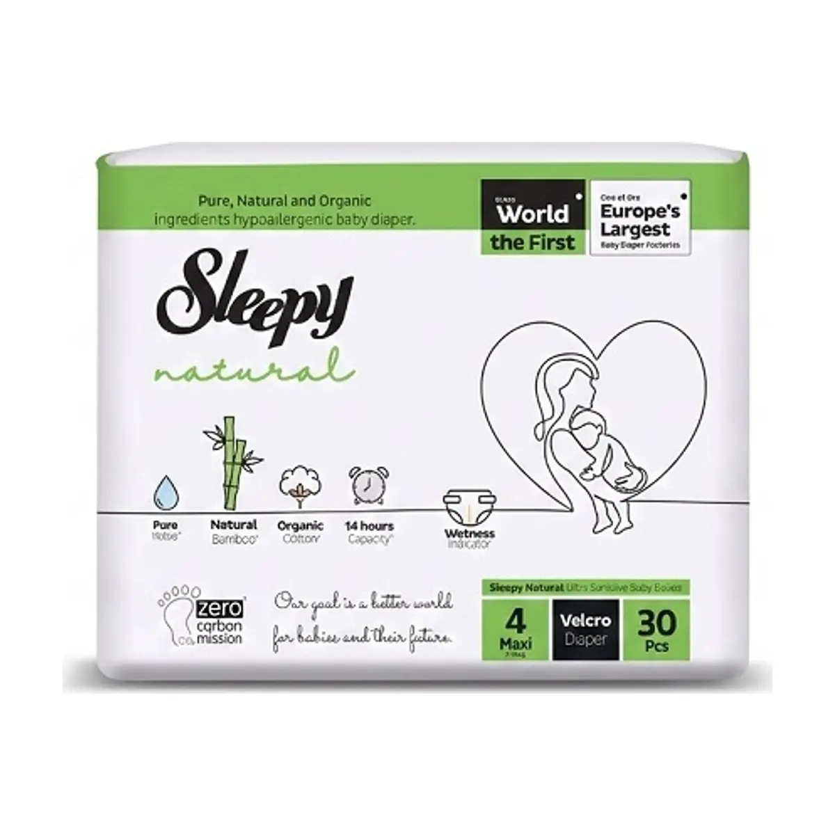 Pañal Sleepy Natural Organic Etapa 4 Maxi (30 Uds)
