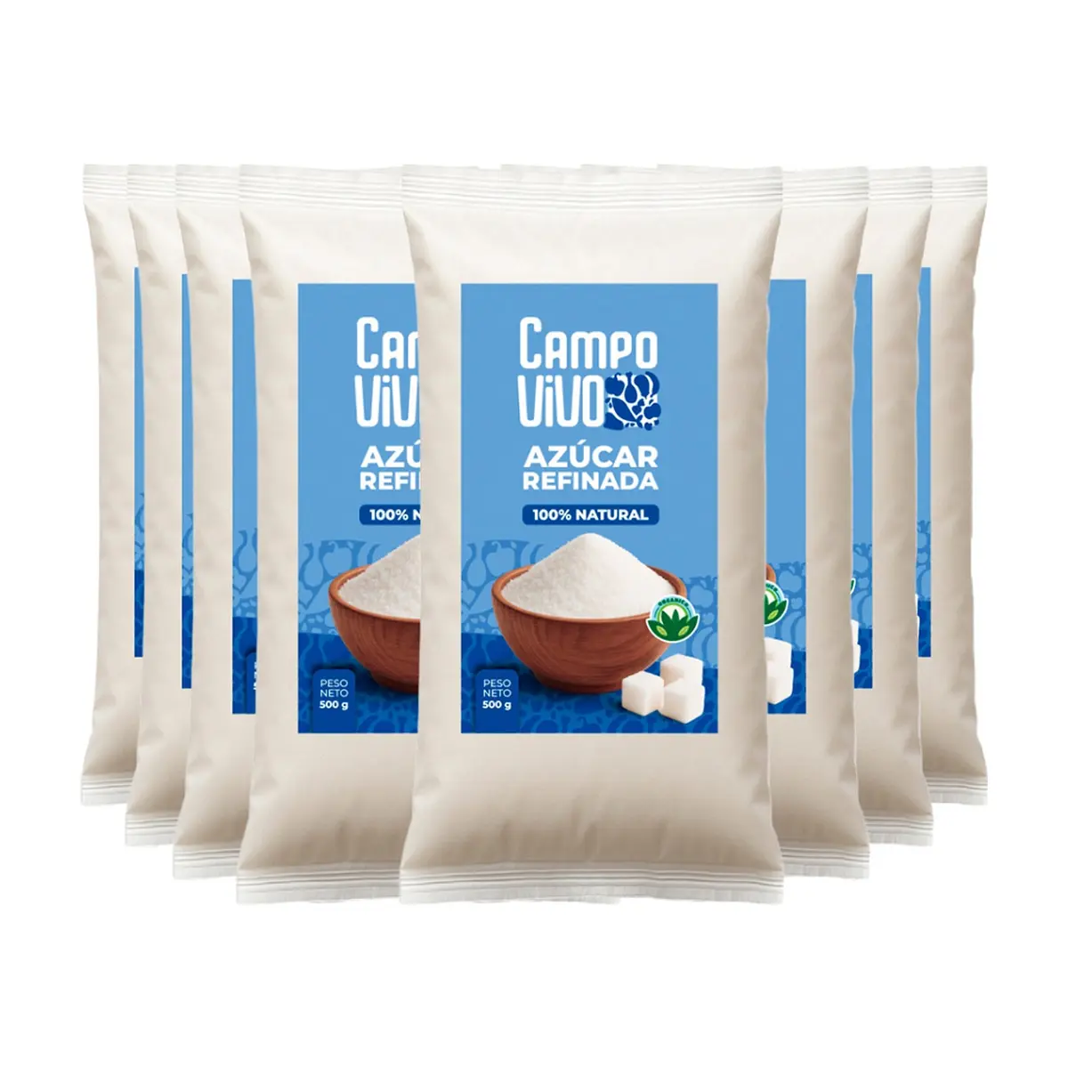 Azúcar blanca refinada Campo Vivo (8 x 500 g / 1.1 lb) - Miniatura 1