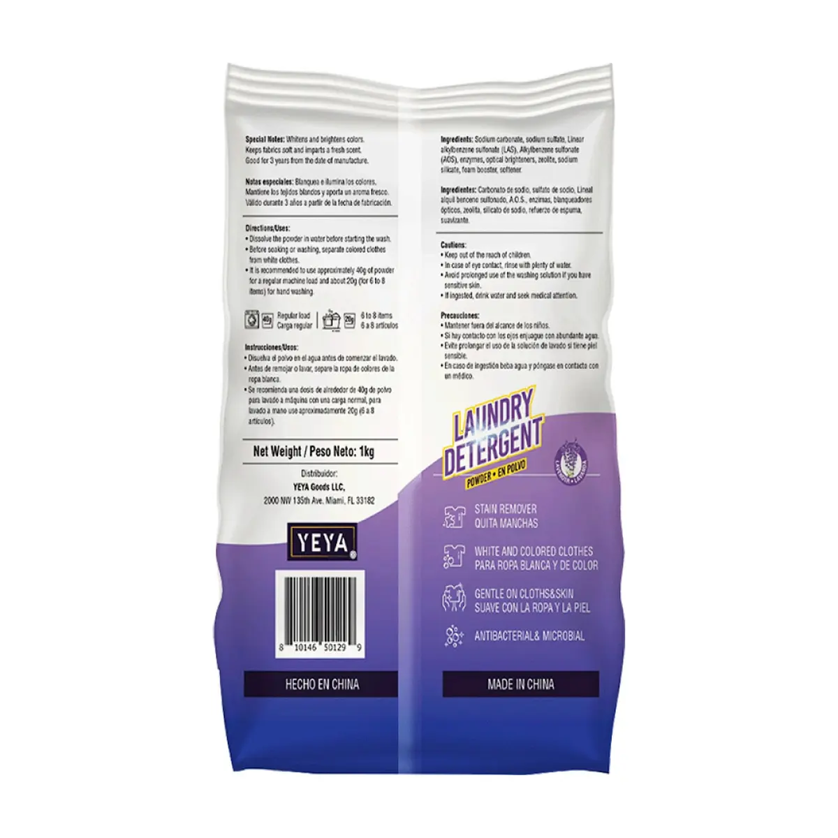 Detergente en polvo con aroma a lavanda YEYA (1 kg / 2.2 lb) - Thumbnail 2