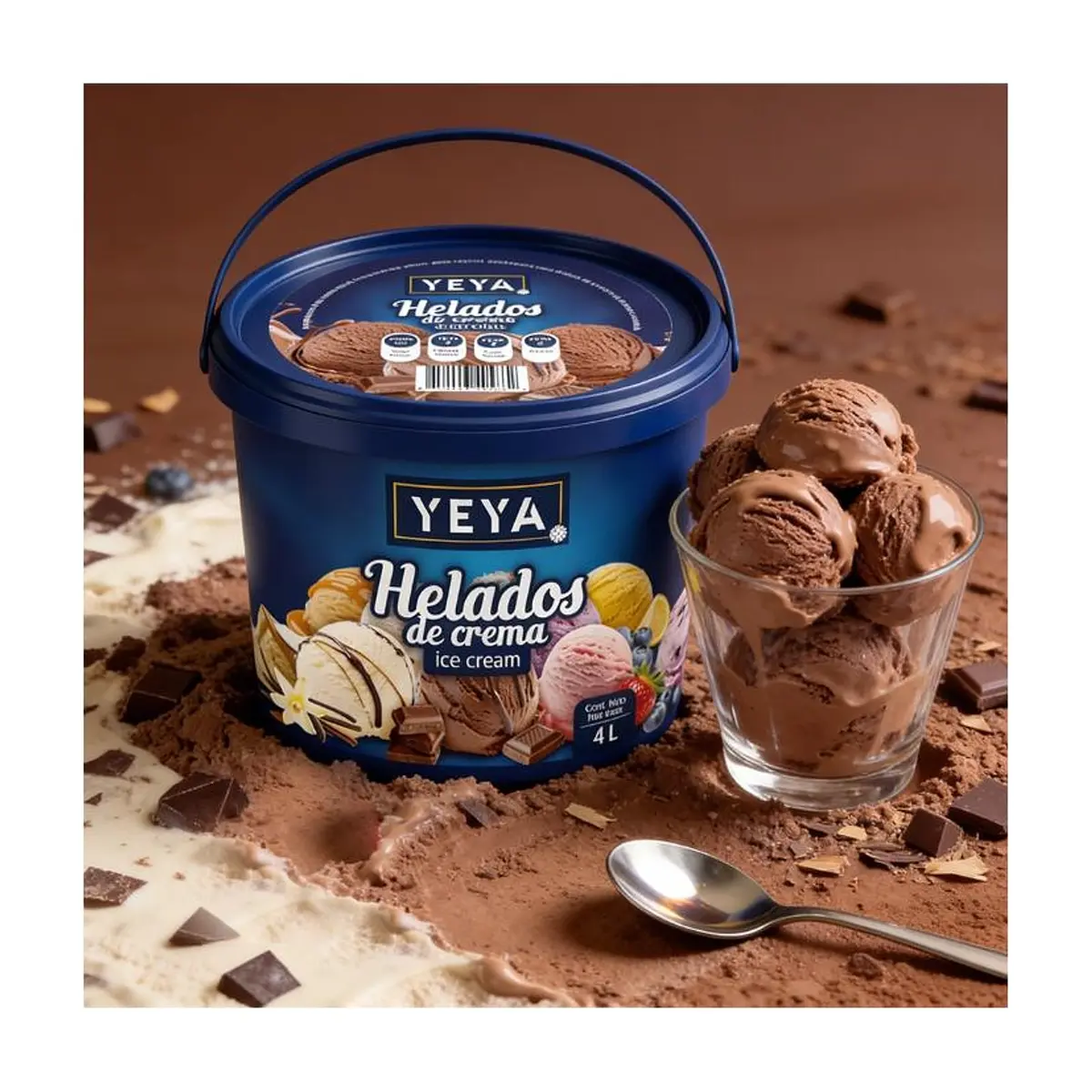 Helado de crema sabor a chocolate YEYA (4 L) - Thumbnail 5