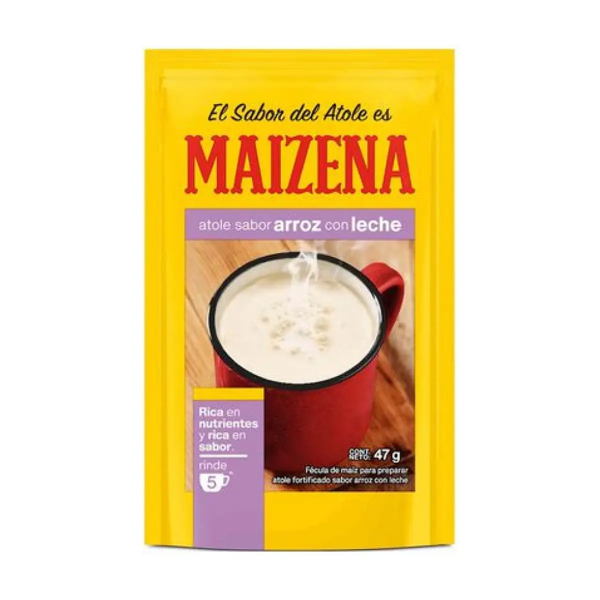 Fécula de maíz para preparar atole fortificado sabor arroz con leche (47 g / 1.65 oz) - Imagen 1