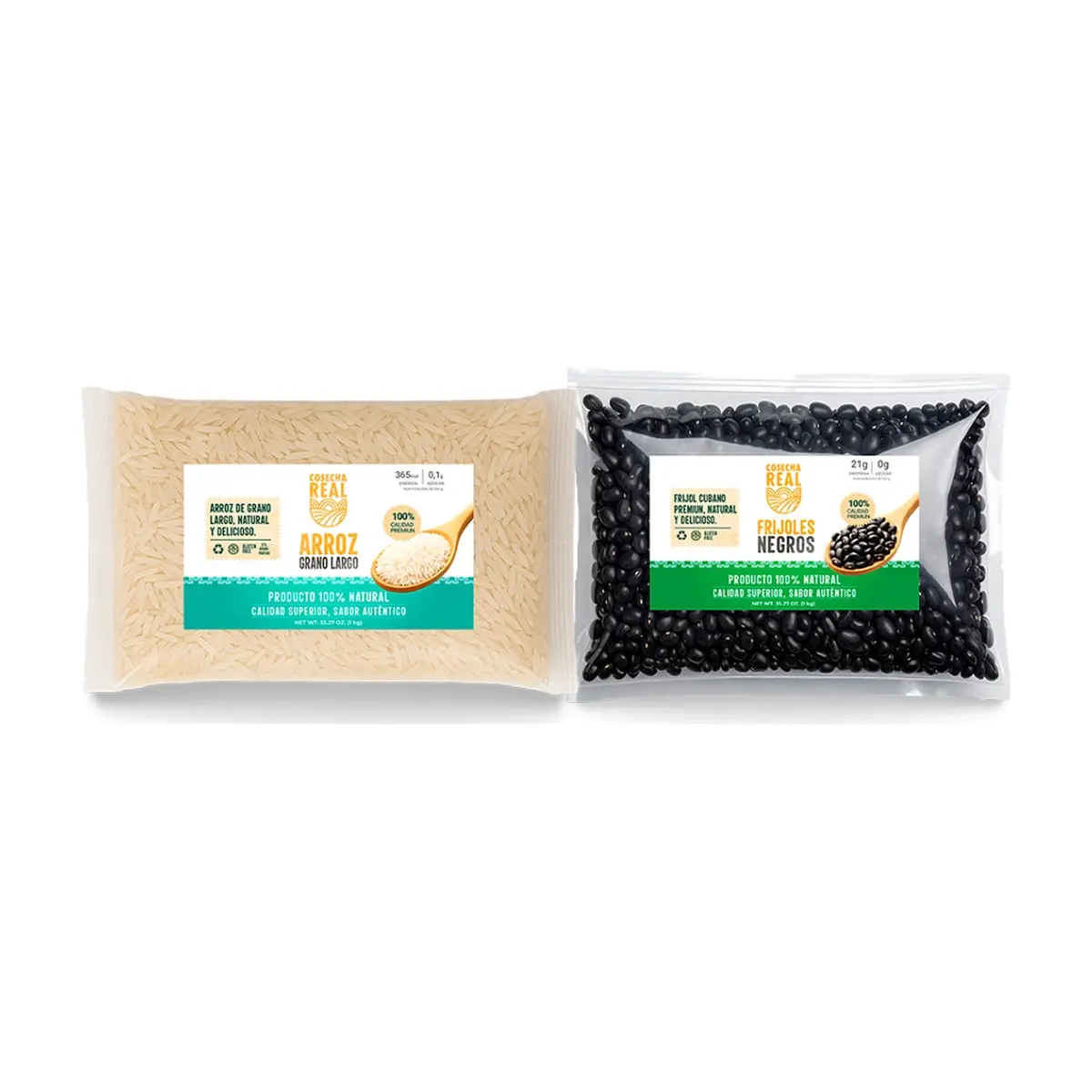 Combo de granos y legumbres Cosecha Real: Arroz de grano largo + Frijoles negros