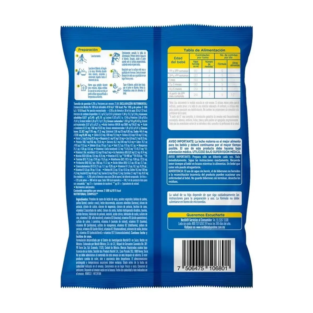 Fórmula para lactantes de 0 a 6 meses con hierro Nidal Nestlé (120 g / 4.23 oz) - Miniatura 2