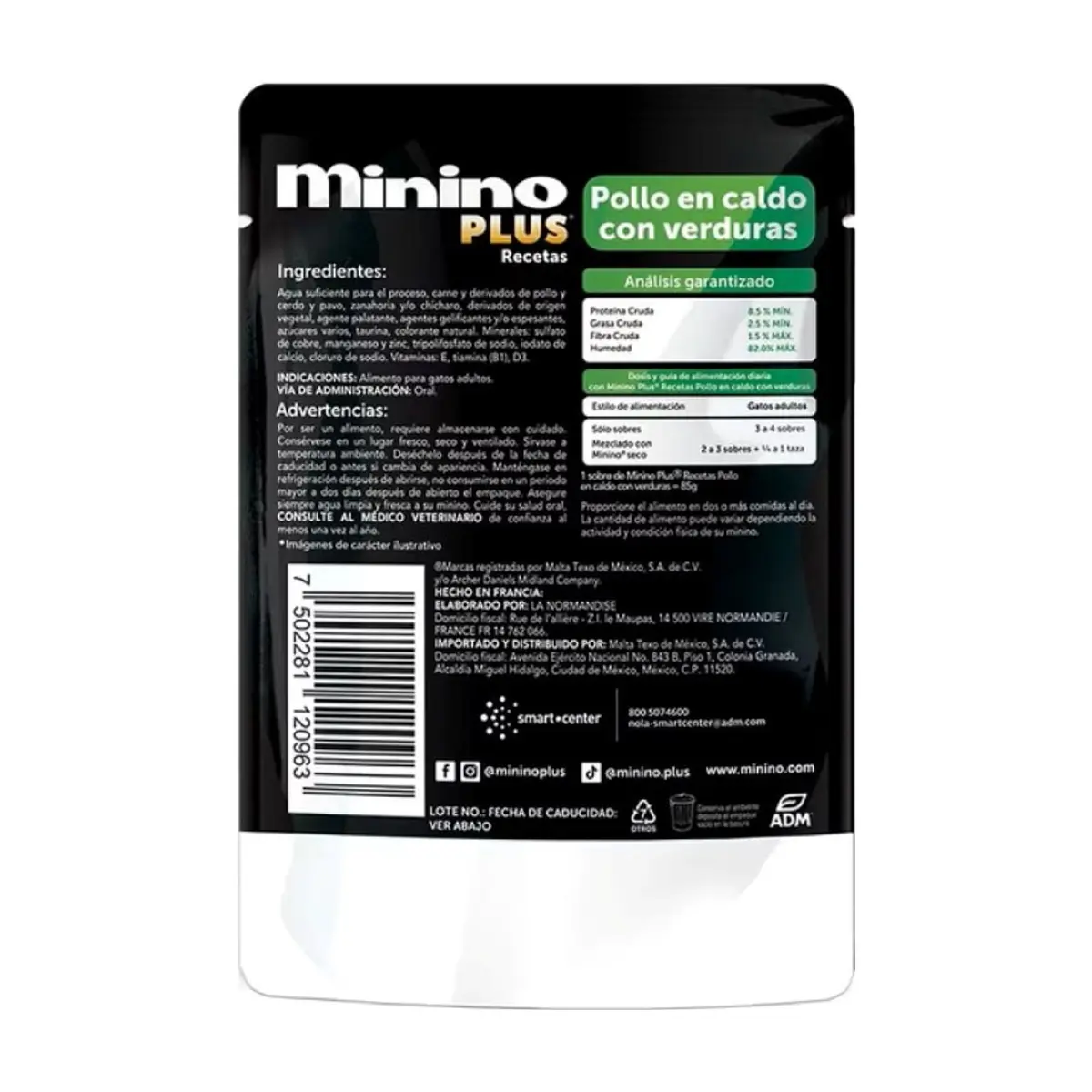 Alimento pollo en caldo con verduras para gatos adultos Minino Plus (85 g / 3 oz) - Thumbnail 2