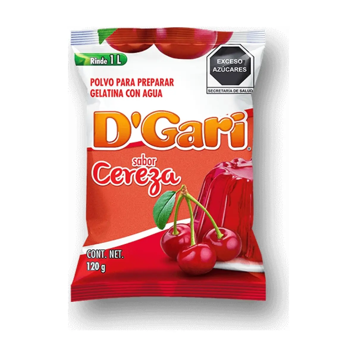 Polvo para prepara gelatina con agua - sabor cereza D'Gari (120 g / 4.23 oz)