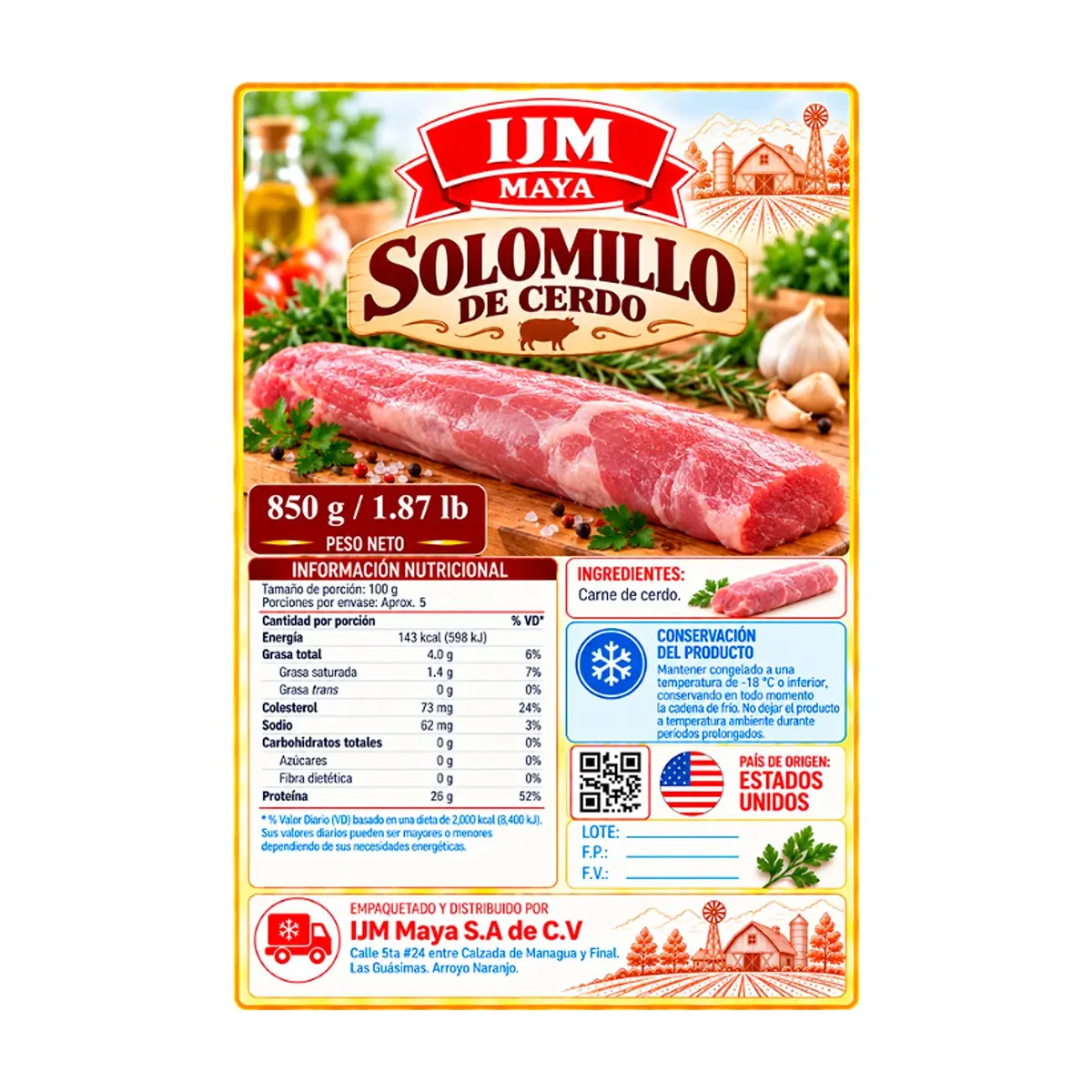 Solomillo de cerdo IJM Maya (850 g / 1.87 lb) - Miniatura 2
