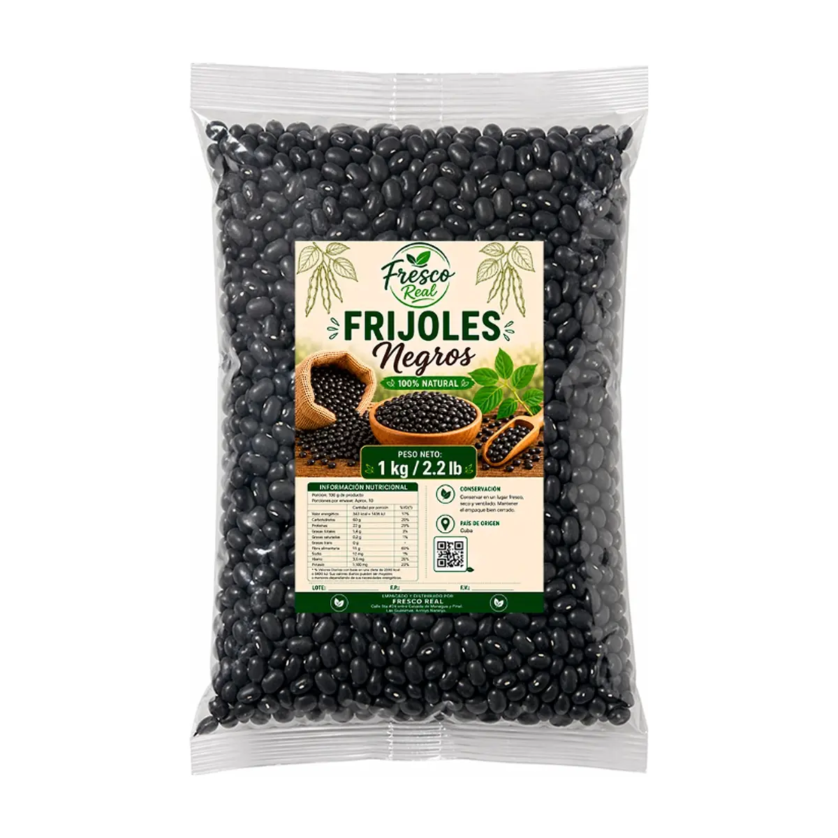 Frijoles negros Fresco Real (1 kg / 2.2 lb)
