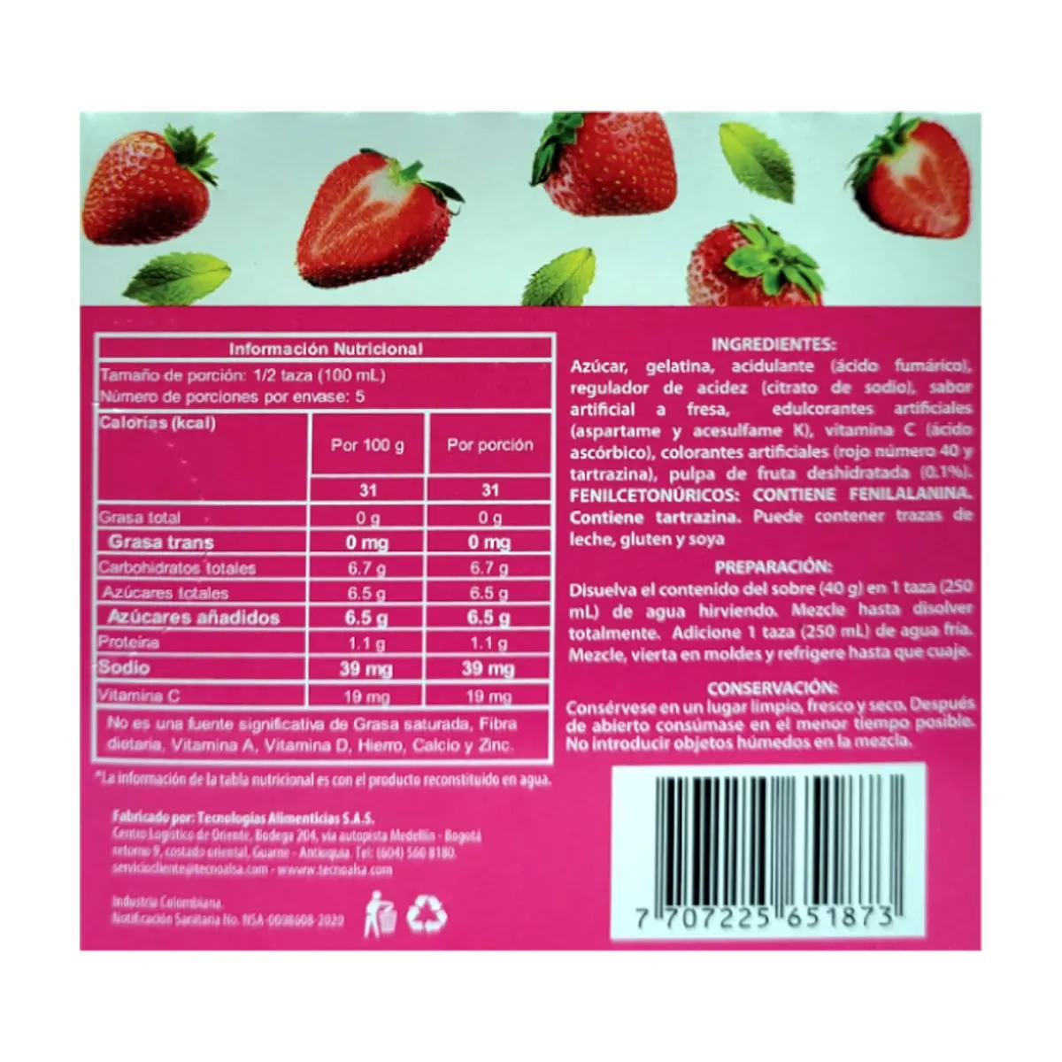 Boom Strawberry Flavor Gelatin (40 g / 1.4 oz) - Thumbnail 2