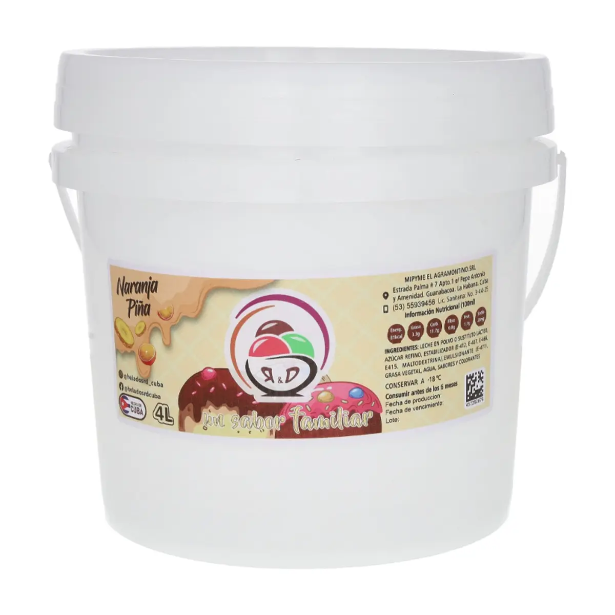Helado sabor naranja piña R&D (4 L)