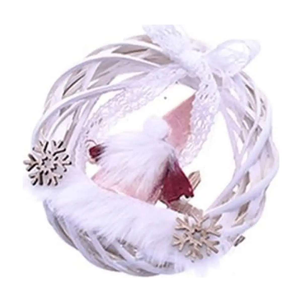 Corona navideña de madera de Papá Noel de 15 cm - Imagen 1