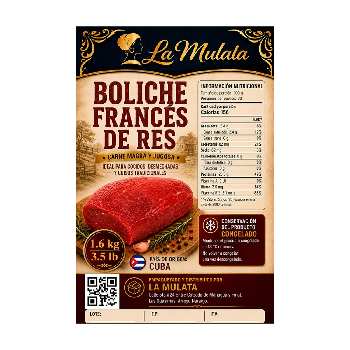 Boliche francés de res La Mulata (1.6 kg / 3.5 lb) - Thumbnail 2