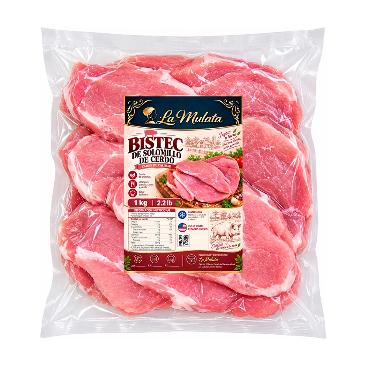Bistec de solomillo de cerdo La Mulata (1 kg / 2.2 lb) - Imagen 1