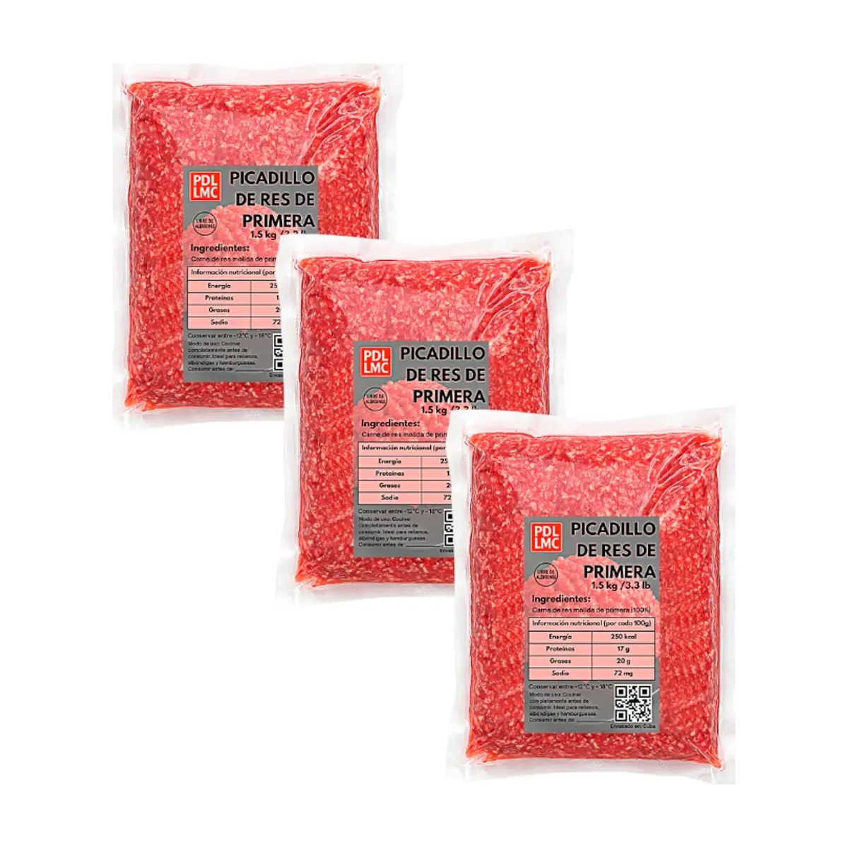 Picadillo de res de primera PDL LMC (3 x 1.5 kg / 3.3 lb)