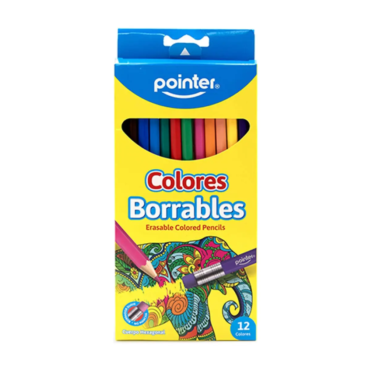 Juego de 12 lápices de colores borrables Pointer
