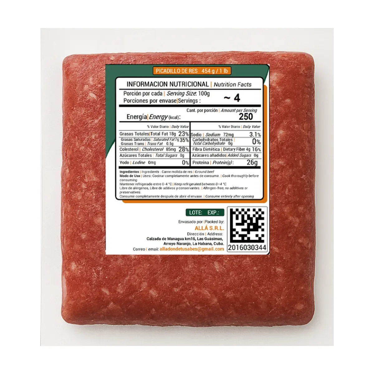 Picadillo de res 20% grasa ALLÁ (454 g / 1 lb) - Miniatura 4